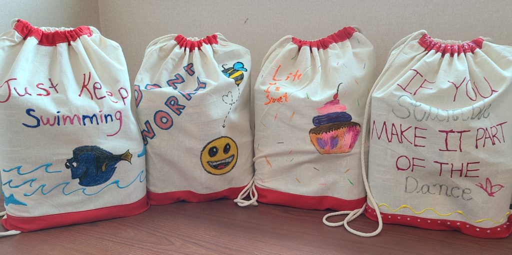 decorated backpacks